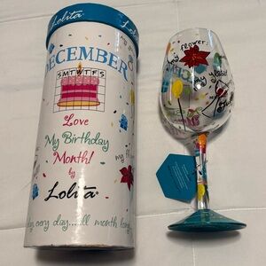 Lolita December Birthday Wine Glass 15 oz Hand Painted “Love My Birthday Month”